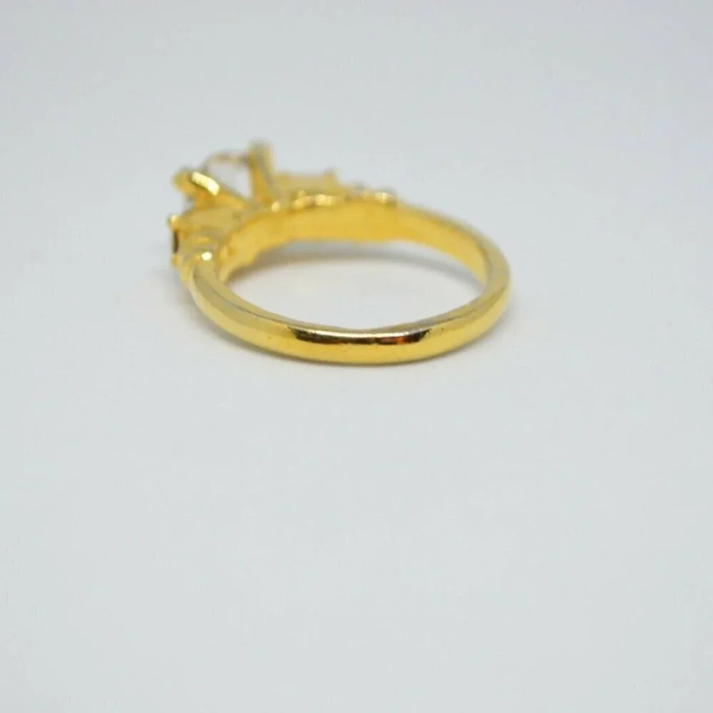 Clear Glass Rhinestone Solitaire Three Stone Ring